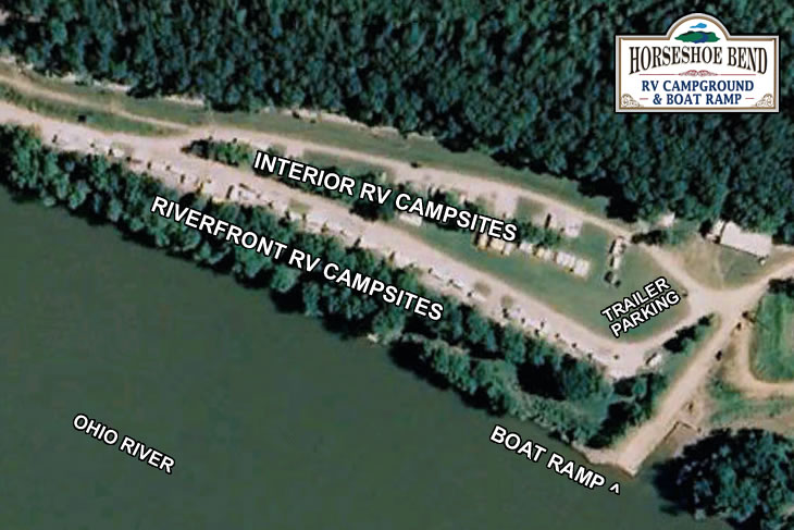photo map of campground, cabin & boat ramp facilities